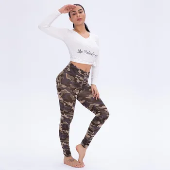 2019 Femei Pantaloni de Yoga Fete Modelarea Pantaloni cu Talie Înaltă Rezistență Benzi de camuflaj Sport de Antrenament de Fitness Jambiere Vagabond Modelarea