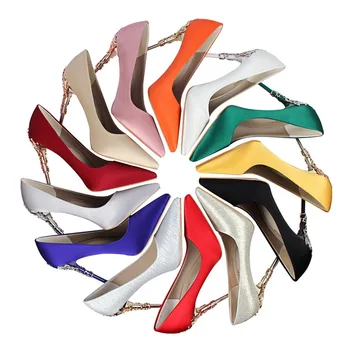 2019 Femei pompe Sexy degetul Ascutit din Metal de Lux pantofi cu tocuri de femeie Primavara-Vara Femei petrecerea de nunta pantofi cu tocuri Înalte Zapatos