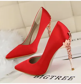 2019 Femei pompe Sexy degetul Ascutit din Metal de Lux pantofi cu tocuri de femeie Primavara-Vara Femei petrecerea de nunta pantofi cu tocuri Înalte Zapatos
