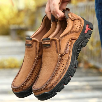 2019 Fierbinte Bărbați Confortabil Anti-Alunecare Pantofi Drumeții Primul Strat De Piele De Vacă Din Piele Adidași Bărbați Respirabil Bocanci De Dimensiuni Mari 38-50