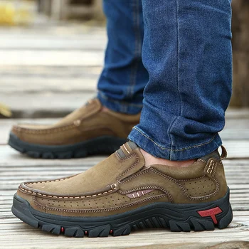 2019 Fierbinte Bărbați Confortabil Anti-Alunecare Pantofi Drumeții Primul Strat De Piele De Vacă Din Piele Adidași Bărbați Respirabil Bocanci De Dimensiuni Mari 38-50