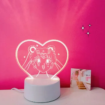 2019 Frumos Sailor Moon led 3D de Culoare de Lumină Schimbat luminile de Noapte Copii lampă de masă Cadou baghete Lampă de Masă Lampka Cadou pentru Prietena