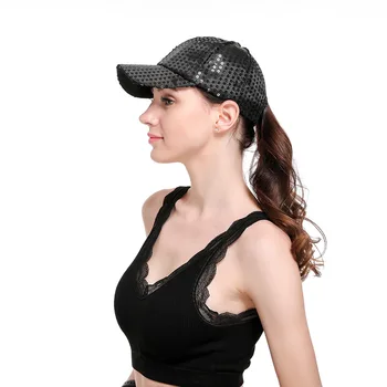 2019 Glitter Hat Gorras Șapcă De Baseball Femei Reglabil Messy Bun Caps Black Hat Fete Casual Bumbac Snapback Vara Plasă De Pălării