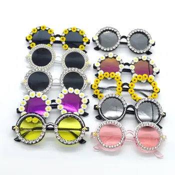 2019 M16 Superba ochelari de Soare pentru Femei Cristal de Diamant Manual Rotund Ochelari de UV400 Oglindă Lentile de Design de Flori de Vară, Ochelari de Soare