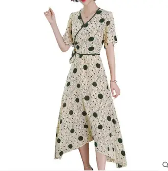 2019 moda pentru femei slim temperament neregulate elegant rochie de mătase