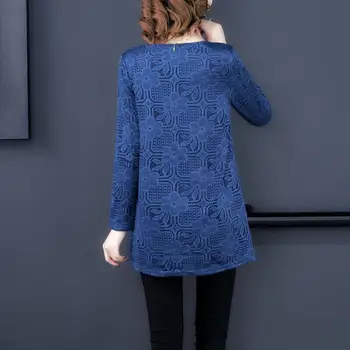2019 Moda Toamna Lunga Bluza Dantela pentru Femei Cămăși pentru O-gât Vrac Plus Dimensiunea Femei Topuri si Bluze cu Maneca Lunga coreean Blusas Mujer