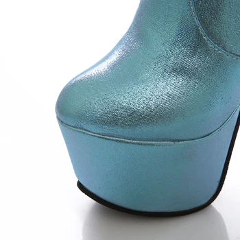 2019 Noi 15cm super tocuri inalte Cizme pentru femei 6cm platforma cizme genunchi ridicat doamnelor rochie de club de dans pantofi de aur, argint albastru