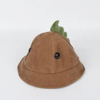 2019 noi catifea dinozaur Drăguț Găleată Pălărie Pescar Pălăria în aer liber, de călătorie pălărie de Soare Capac Pălării pentru Copii, băieți și fete 01