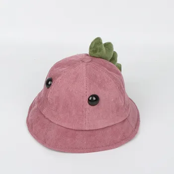 2019 noi catifea dinozaur Drăguț Găleată Pălărie Pescar Pălăria în aer liber, de călătorie pălărie de Soare Capac Pălării pentru Copii, băieți și fete 01