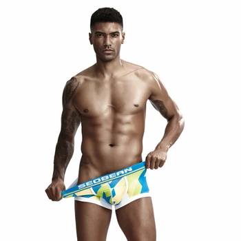 2019 Noi chiloți Sexy bărbați lenjerie de corp confortabil tipărite matase de gheață boxeri pentru bărbați chiloți izmenele hombre alunecare Gay lenjerie