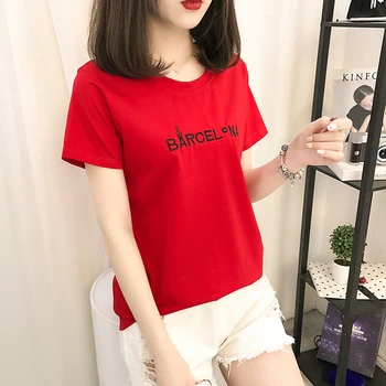 2019 Noi de Vara Femei coreene cu Mânecă Scurtă T-shirt Fata de Moda de Top din Bumbac T-Shirt