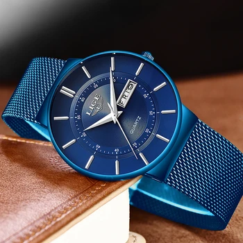 2019 Noi LIGE Moda Barbati Ceasuri de Top de Brand de Lux Albastru Oțel Inoxidabil Impermeabil Cuarț Ceas Barbati Casual Sport Ceas Militar