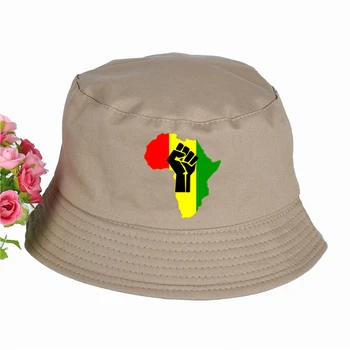 2019 Nou AFRICA de Putere Rasta Reggae Muzica Logo-ul Panama Pălărie Găleată de Bumbac Plat Parasolar Pescuit Pescar Pălărie