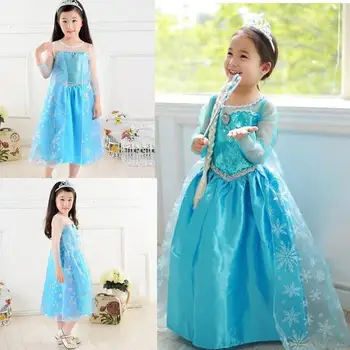 2019 Nou Albastru Baby Girl pentru Copii congelate Rochie costum Printesa Zăpadă Regina Dress Up pentru copii petrecere Rochie de Cosplay Rochie din Tul 3-8Y