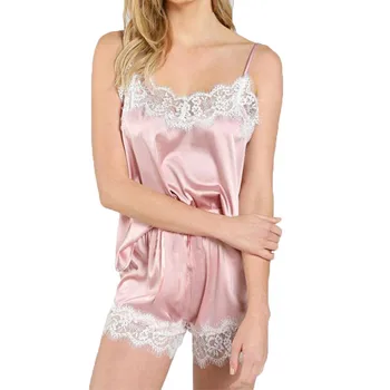2019 Nou Somn Set Pijama Femei Sexy Lace Alunecare Cămașă De Noapte Pijamale Cămașă De Noapte De Mătase, Satin Babydoll Lenjerie Somn Drăguț Nightdres