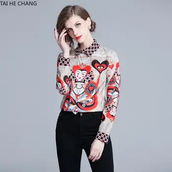 2019 Noua Moda De Înaltă Calitate De Îmbrăcăminte Pentru Femei Topuri Bluze & Camasi Casual Maneca Lunga Print Vintage Tricou Subțire