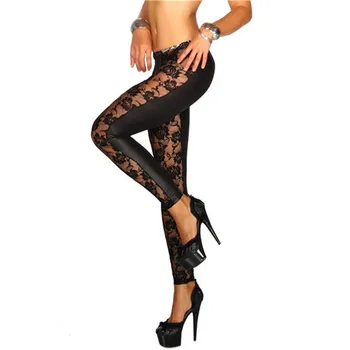 2019 Noua Moda Fierbinte de Vânzare Femeile Trandafirul Negru Dantelă Florale Faux din Piele Jambiere Pantaloni Fete Sexy Jambiere Cadouri, en-Gros 1buc
