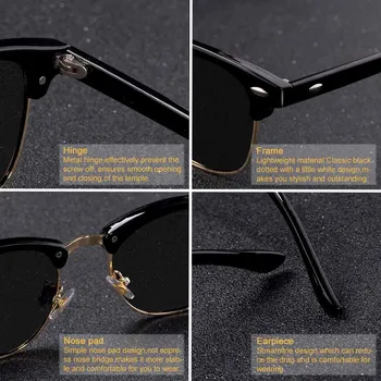 2019 Noua Moda Semi fără ramă Polarizat ochelari de Soare Barbati Femei de Brand Designer de Jumătate Cadru Ochelari de Soare Clasic Oculos De Sol UV400