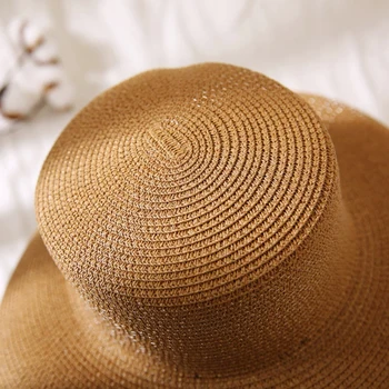 2019 noul Negru Pălării de Soare Galeata cu capac Pentru Femei de Vara Pălărie de Paie Plat de top de Moda de sex Feminin Plaja Pălărie, Pălării Panama Chapeu Feminino