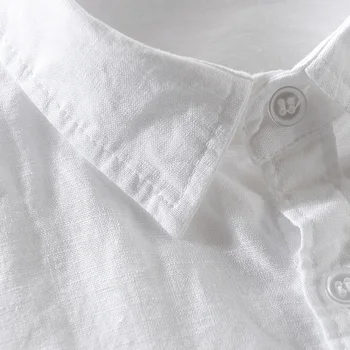 2019 Oameni noi și lenjerie de bumbac cu mâneci lungi tricou alb, camasa casual barbati de brand de moda solid tricouri barbati topuri camisa combinezon 4XL
