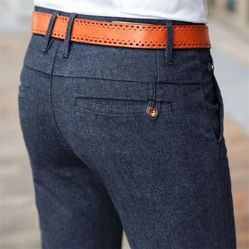 2019 patru sezoane clasic de înaltă calitate pentru bărbați pantaloni casual pantaloni barbati elastic șlefuire lână drept drept slim barbati trous