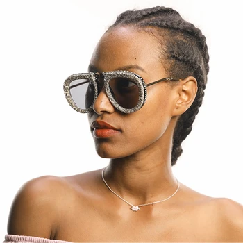 2019 Pliere Portabil Stil de ochelari de soare pentru femei Brand de Lux pilot de ochelari de soare de lux Stras de Epocă pentru Bărbați ochelari de soare oculos