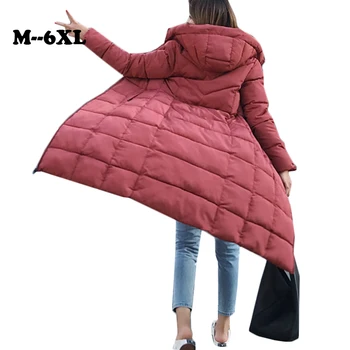 2019 Plus Dimensiune 4XL 5XL 6XL Jachete de Iarnă pentru Femei pufoaice Groase Jos Jacheta Femei cu Glugă Haine Calde Lungi Casual de Zăpadă Uza