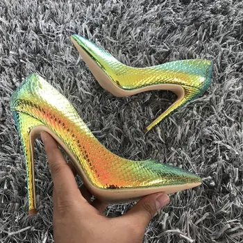 2019 Primăvară Pantofi de Brand Femeie Tocuri inalte Femei Lady Pompe Toc Înalt Pantofi Doamnelor Pantofi Snake Tipărite Femei Pompe 8 10 12 cm