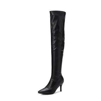 2019 Toamna Iarna Femei Cizme Înalte Tocuri Stiletto Sexy Doamnelor Pantofi Negru Rosu Caise Overknee Cizme Lungi Bota Dimensiuni Mari