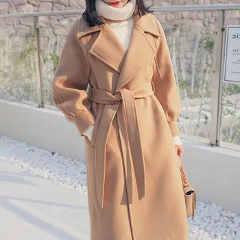 2019 Toamna Și Iarna Elegantă Haină de Lână Femei mediu-Lung coreene Noi Temperament Casual Femei Populare articole de Îmbrăcăminte exterioară Haină de Lână
