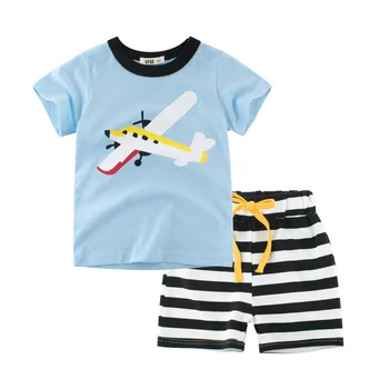 2019 Vara Baieti de Îmbrăcăminte Seturi de 2 buc Maneca Scurta tricou+pantaloni Scurți cu Dungi Copii Haine de Vară pentru Copii Casual T-shirt Pentru Baieti