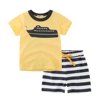 2019 Vara Baieti de Îmbrăcăminte Seturi de 2 buc Maneca Scurta tricou+pantaloni Scurți cu Dungi Copii Haine de Vară pentru Copii Casual T-shirt Pentru Baieti