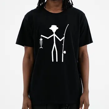 2020 Amuzant Rece T-Shirt pentru Bărbați de Înaltă Calitate, Teuri Bărbați Pescar Figura Stick-ul Deține Oase de Pește O Gât Bumbac Tricou Maneca Scurta