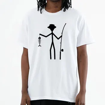 2020 Amuzant Rece T-Shirt pentru Bărbați de Înaltă Calitate, Teuri Bărbați Pescar Figura Stick-ul Deține Oase de Pește O Gât Bumbac Tricou Maneca Scurta