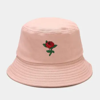 2020 Bumbac a Crescut broderie Găleată Pălărie Pescar Pălăria în aer liber, de călătorie pălărie de Soare Capac Pălării pentru Bărbați și Femei 220