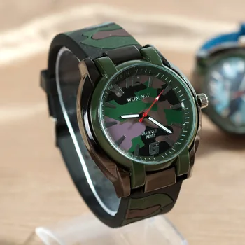 2020 Bărbați Ceasuri Sport De Moda De Camuflaj Militar Ceasuri Verde Silicon Cuarț Wriswatches Castrați-Ofertă Specială Student Cadou