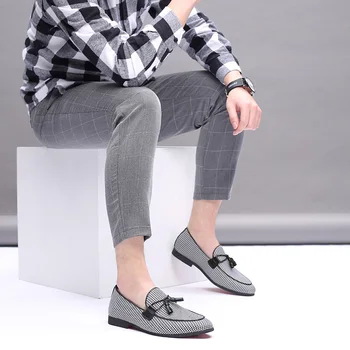 2020 Bărbați Moda Pânză Pantofi De Afaceri Doug Piele A Subliniat Deget De La Picior Nunta Classic Slip-On Penny Casual Pantofi Plat Plus Dimensiune 38-48