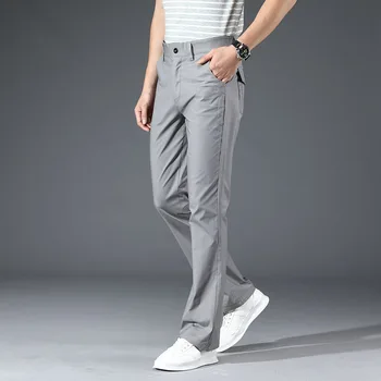 2020 Casual Barbati de Afaceri FIared pantaloni Slim-fit Subtiri pantaloni Albi de sex Masculin Versiunea coreeană de Mare Pantaloni Largi Picior Pantaloni Negru