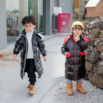 2020 Copii Băieți Fete Iarna Cald Alb Rață jos Haina Copii Copilul cu gluga Vânt Impermeabil Copii rusă Jacheta de Iarna