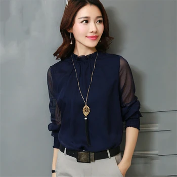 2020-Coreean Noua Moda De Primavara Toamna Femei Casual Șifon Ciufulit Guler Camasi Femei Camasi Cu Maneca Lunga Bluze Bluza O120