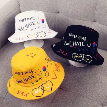 2020 Coreene Noi Vara Harajuku Casual Găleată Pălării Barbati Femei Unisex Cuplu Hip Hop Scrisoarea Imprimate Din Bumbac Panama Pescuit Capace