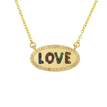 2020 CZ Inima Rosie Colier pentru Femei collares dorados Pandantiv Colier de Aur Pline de Bijuterii Cubic Zirconia Scrisoare de Dragoste Colier