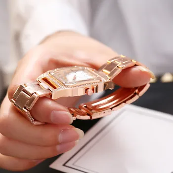 2020 de Lux a Crescut de Aur Ceasuri Patrati Femei Bling Cristal din Oțel Inoxidabil Ceasuri Femei Ceasuri Doamnelor Cuarț Ceas Reloj Mujer