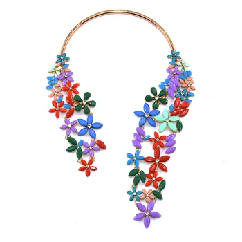 2020 De Lux Cristal Bijuterie Mare Cravată Colier Pentru Femei Guler Mare Colier Statement Doamna Indian Boho Etnice Deschide Coliere Coliere