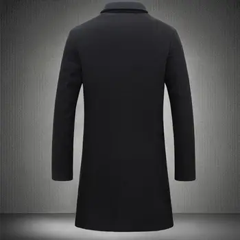 2020 de Moda pentru Bărbați de Lână Haina de Iarnă Caldă Culoare Solidă Lung Trenci Sacou Masculin Singur Pieptul Business Casual Palton Hanorac