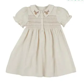 2020 de Vara Noi marca Stil Fata Rochie de Bumbac și lenjerie rochie de epocă Puff Mâneci Broderie Fata Rochie pentru copii rochie de 1-10Y ws1569