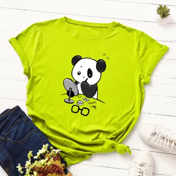2020 De Vara Noi Plus Dimensiunea Femei Din Bumbac Tricouri Panda Drăguț Imprimate Tee Topuri Cu Maneci Scurte Fata De T-Shirt Femei Topuri Haine