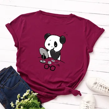 2020 De Vara Noi Plus Dimensiunea Femei Din Bumbac Tricouri Panda Drăguț Imprimate Tee Topuri Cu Maneci Scurte Fata De T-Shirt Femei Topuri Haine