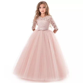 2020 De Vară Pentru Copii Fete Nunta De Flori Fata Rochie Cu Maneci Lungi Elegant Princess Party Concurs Formale Rochie De Tul Rochie De Dantelă