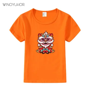 2020 Desene Animate Chineză Dans Leu Tipărite Copii T-Shirt Pentru Băieți Și Fete Tricou Maneca Scurta Copii Tee Cămașă Nouă Vară Fierbinte